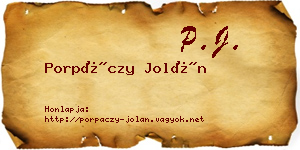 Porpáczy Jolán névjegykártya